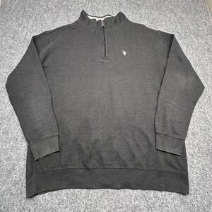 U.S. Polo Assn. Quarter Zip Pullover 2XLT Gray Ribbed Knit Mock Neck